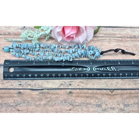 Muti Strand Natural Blue Aquamarine Chip Stone Bracelet Boho Hippie Nature Lover - Picture 9 of 9